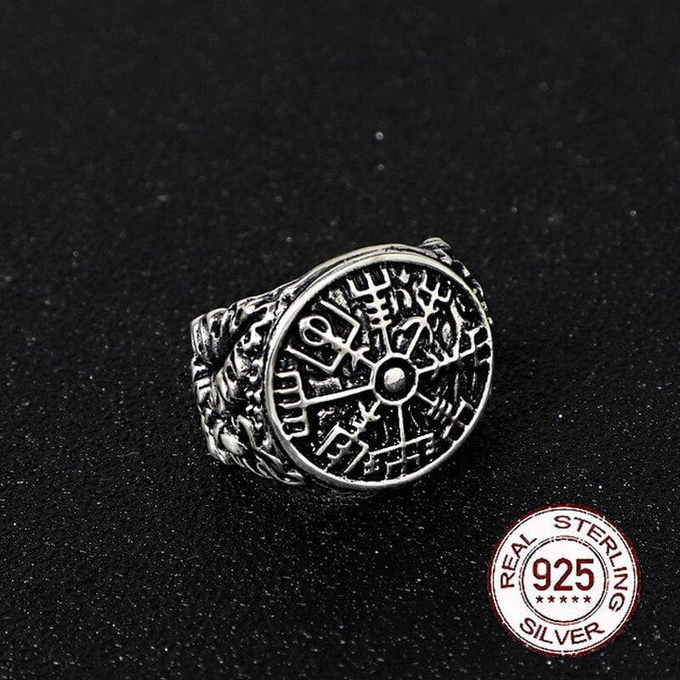 Wikinger Ring aus Sterling Silber 925 - Abblättern Vegvisir Wikinger Ring aus Sterling Silber 925 - Abblättern Vegvisir
