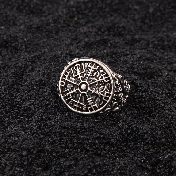 Wikinger Ring aus Sterling Silber 925 - Abblättern Vegvisir Wikinger Ring aus Sterling Silber 925 - Abblättern Vegvisir