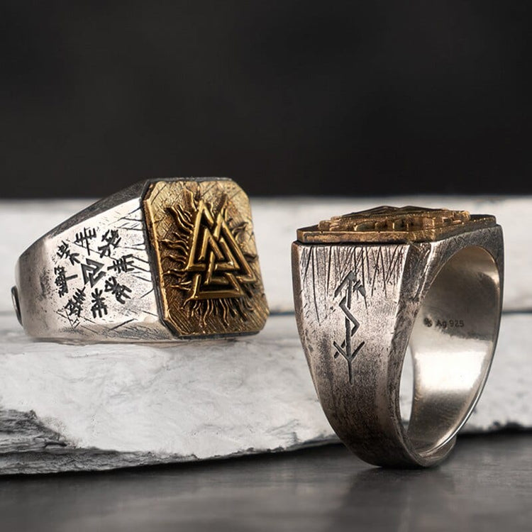 Wikinger Ring aus 925er Sterling Silber - Der Solar Valknut Wikinger Ring aus 925er Sterling Silber - Der Solar Valknut