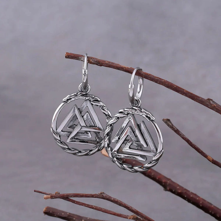 Valknut Ohrringe aus rostfreiem Stahl Valknut Ohrringe aus rostfreiem Stahl