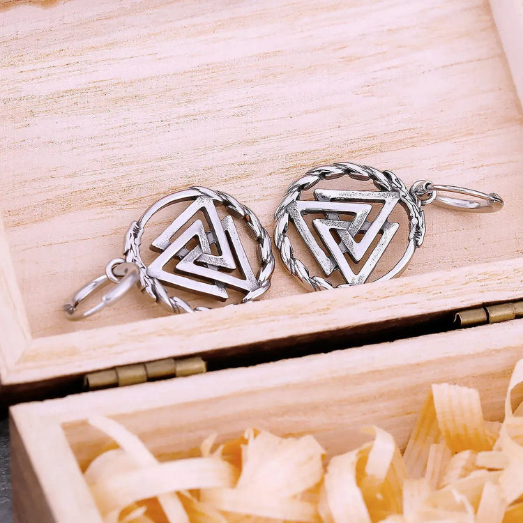 Valknut Ohrringe aus rostfreiem Stahl Valknut Ohrringe aus rostfreiem Stahl