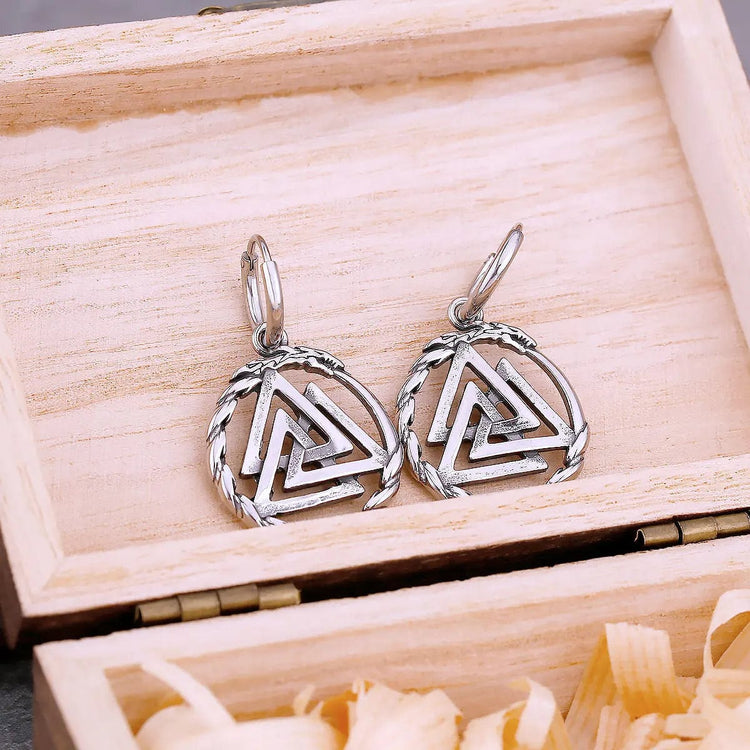 Valknut Ohrringe aus rostfreiem Stahl Valknut Ohrringe aus rostfreiem Stahl