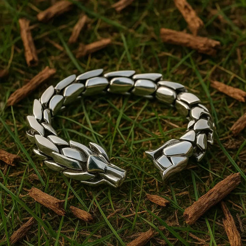 Bracelet viking Bracelet du serpent "Colère de Jörmungand" - Argent - Odins Hall
