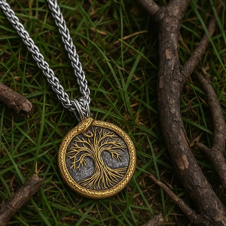 Halskette heiliger Baum von Yggdrasil mit Jörmungand Halskette heiliger Baum von Yggdrasil mit Jörmungand