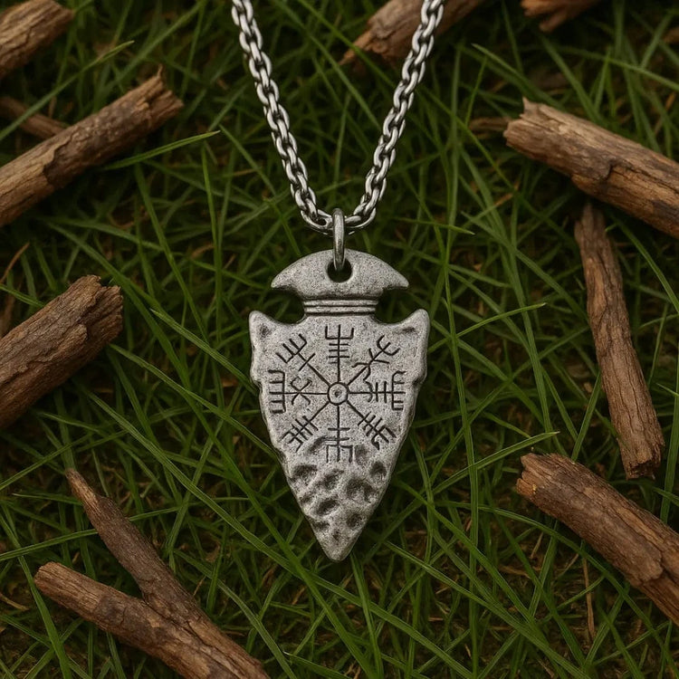 Wikinger Speerspitze Halskette - Vegvisir Symbol Wikinger Speerspitze Halskette - Vegvisir Symbol