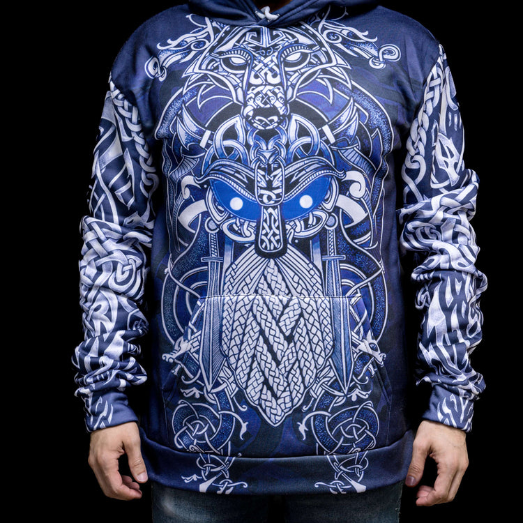 Wikinger Hoodie \"Fenrir und Odin - Duell des Schicksals\" Hoodie Wikinger Hoodie \"Fenrir und Odin - Duell des Schicksals\" Hoodie