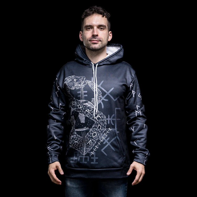Viking Hoodie \"Hoodie Infinity Ouroboros und Vegvisir\" Viking Hoodie \"Hoodie Infinity Ouroboros und Vegvisir\"