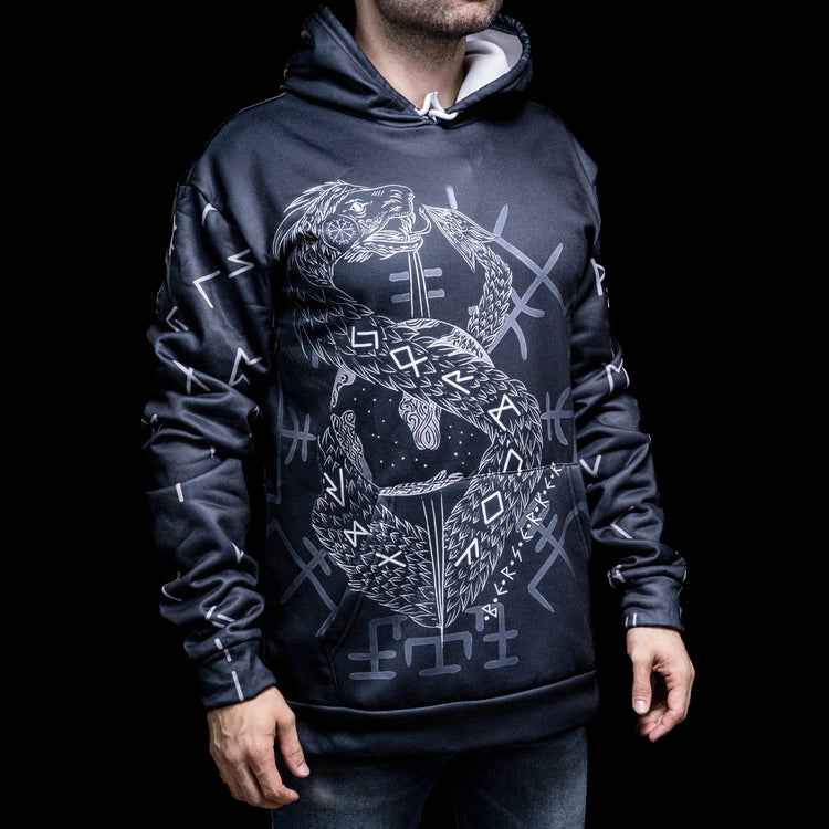 Viking Hoodie \"Hoodie Infinity Ouroboros und Vegvisir\" Viking Hoodie \"Hoodie Infinity Ouroboros und Vegvisir\"