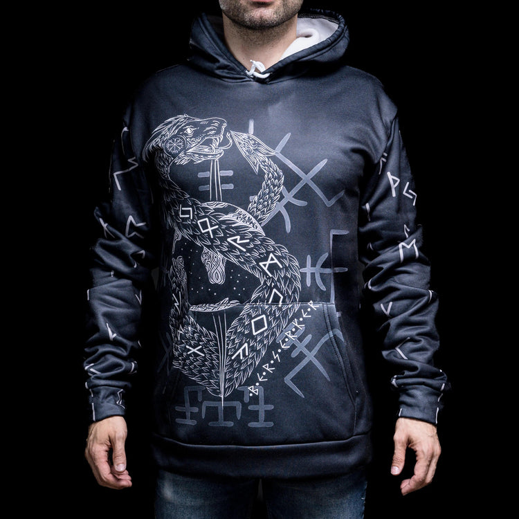 Viking Hoodie \"Hoodie Infinity Ouroboros und Vegvisir\" Viking Hoodie \"Hoodie Infinity Ouroboros und Vegvisir\"