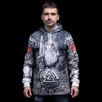 Wikinger-Hoodie \"Hoodie Mjöllnir und Valknut\". Wikinger-Hoodie \"Hoodie Mjöllnir und Valknut\".
