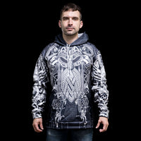 Wikinger-Hoodie \"Thors Epicenter - Macht des Donners\". Wikinger-Hoodie \"Thors Epicenter - Macht des Donners\".