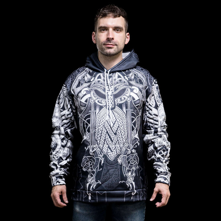 Wikinger-Hoodie \"Thors Epicenter - Macht des Donners\". Wikinger-Hoodie \"Thors Epicenter - Macht des Donners\".
