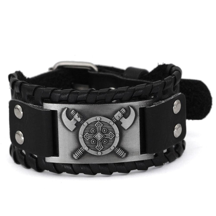 Wikinger-Schild-Armband aus Leder Wikinger-Schild-Armband aus Leder