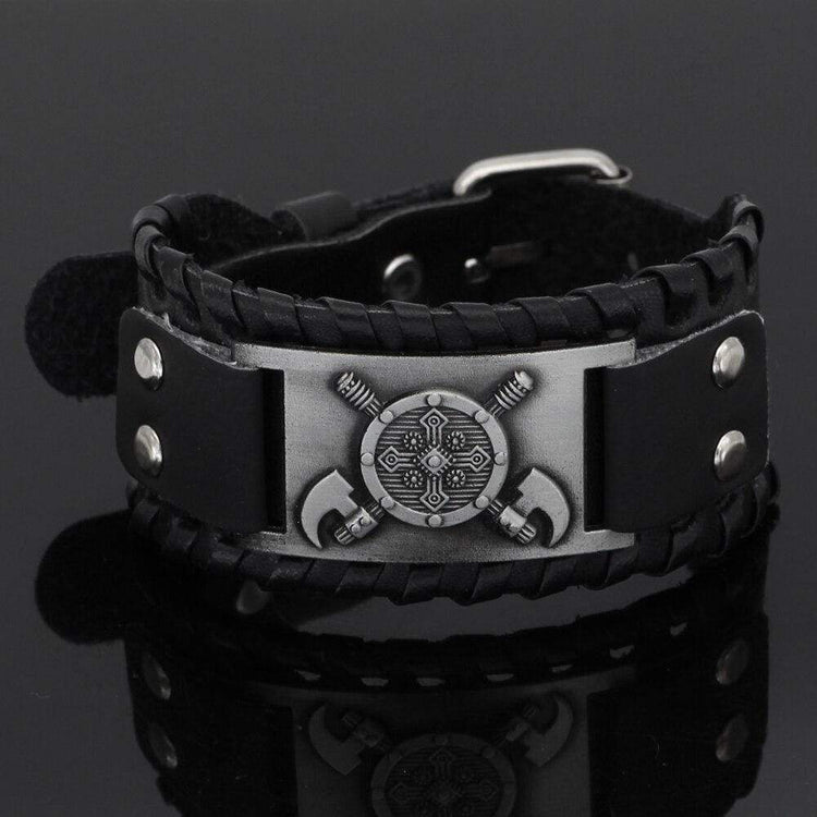 Wikinger-Schild-Armband aus Leder Wikinger-Schild-Armband aus Leder