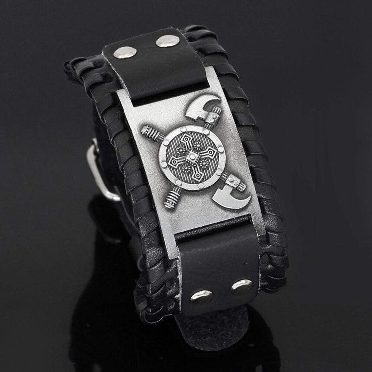 Wikinger-Schild-Armband aus Leder Wikinger-Schild-Armband aus Leder