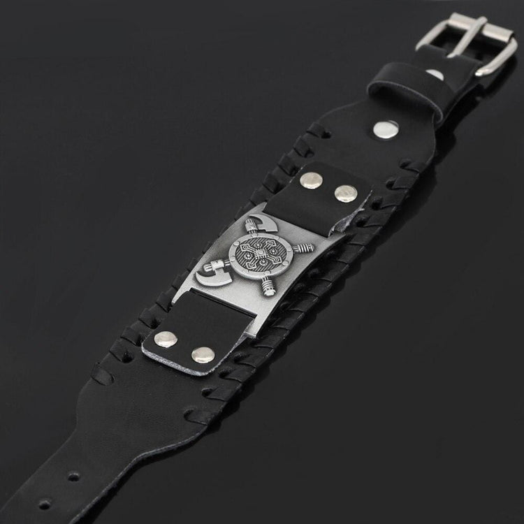 Wikinger-Schild-Armband aus Leder Wikinger-Schild-Armband aus Leder