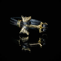 Wikinger-Armband Fenrirs Kopf in Leder Wikinger-Armband Fenrirs Kopf in Leder