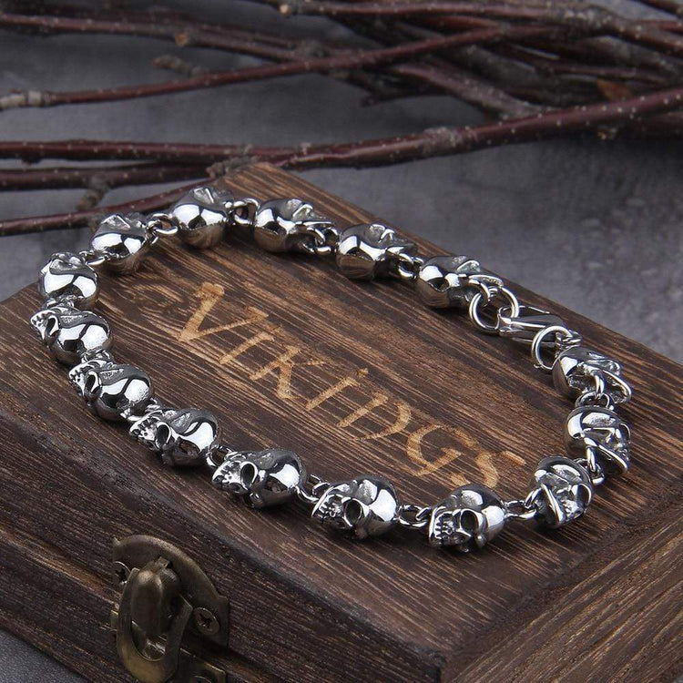 Wikinger-Ketten-Totenkopf-Armband Wikinger-Ketten-Totenkopf-Armband