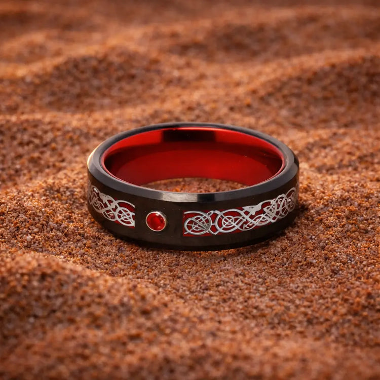 Jarl-Ring „Blut von Valhalla“ aus Wolfram
