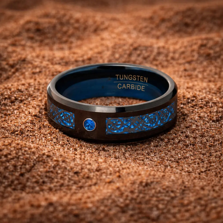 Jarl-Ring 'Valhalla Azur' aus Wolfram