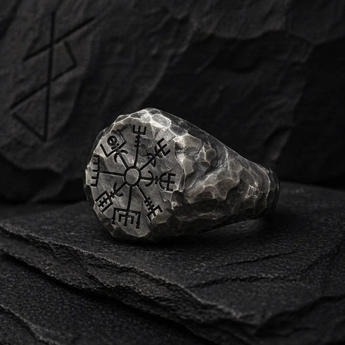 Bague symbolique Bague "Suivre son chemin" Vegvisir | Acier inoxydable - Odins Hall