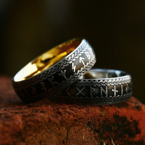 bague Bague Viking "Anneau de Midgard Tressé de Runes" - Odins Hall