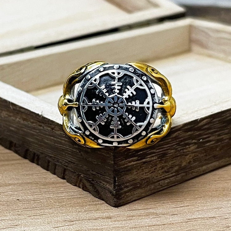 Wikinger Ring - Raben Wächter des Vegvisir