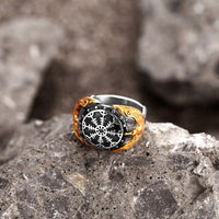 Wikinger Ring - Raben Wächter des Vegvisir