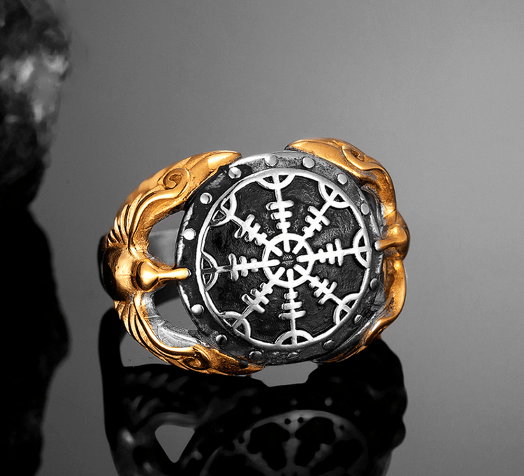 Wikinger Ring - Raben Wächter des Vegvisir