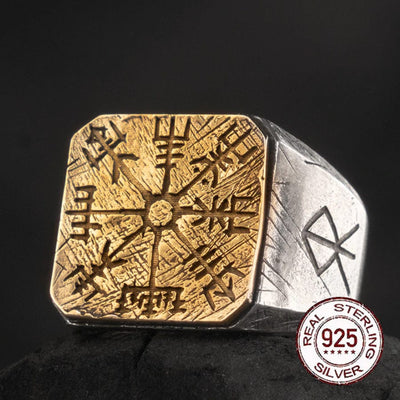 Wikinger Ring aus 925er Sterlingsilber - Nordischer Kompass Ring
