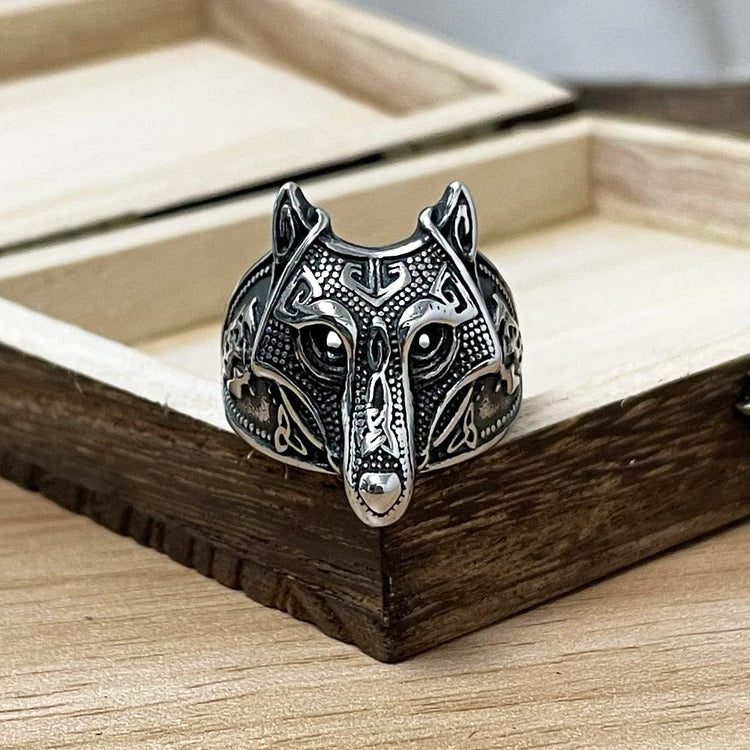 Wikinger Ring Fenrir-Maske