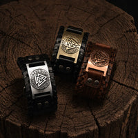 Verstellbares Lederarmband - Valknut® Symbol