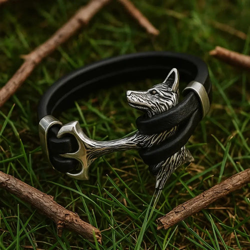 Bracelet viking Bracelet en Cuir du Loup - Odins Hall