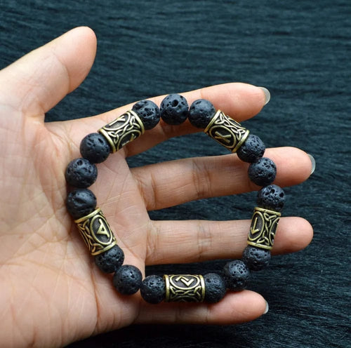 Bracelet en Perles Volcaniques - Essence de la Terre Ardente - Odins Hall
