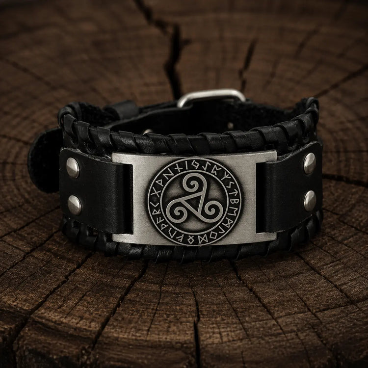 Bretonisches Triskele-Armband aus Leder