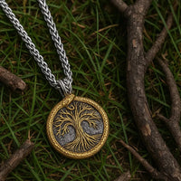Halskette heiliger Baum von Yggdrasil mit Jörmungand