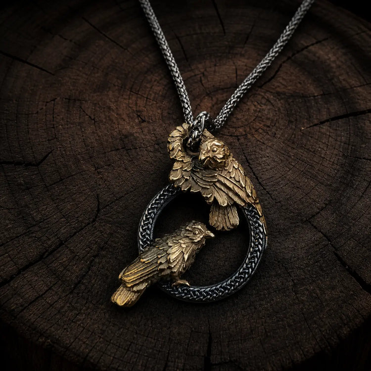 Kette mit Odins Botenkrähen aus Edelstahl