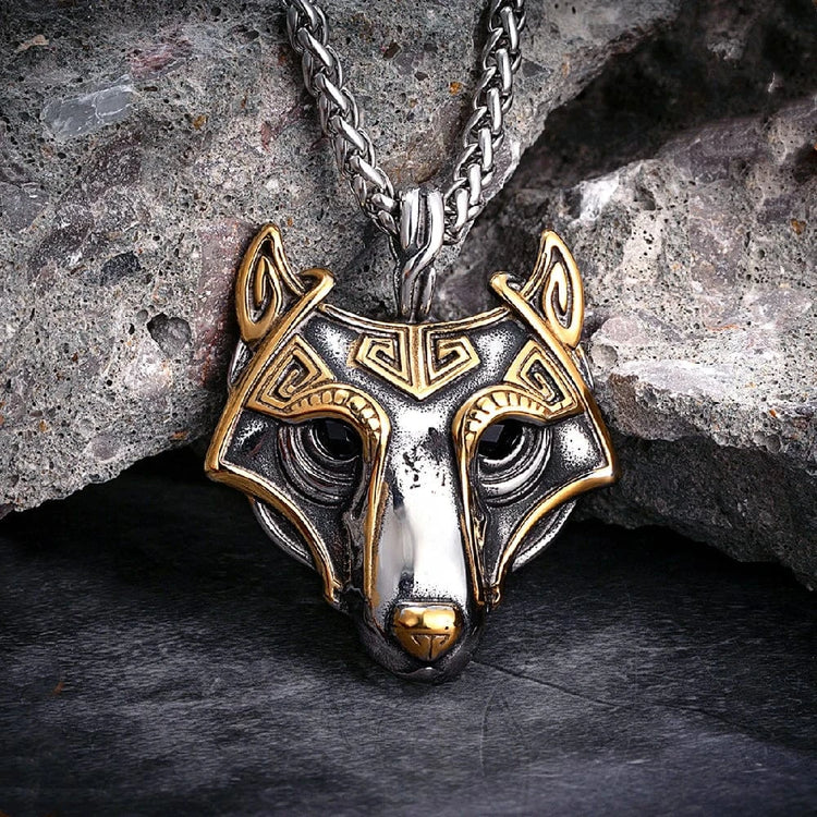 Halskette Fenrir-Maske gold