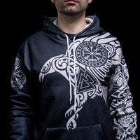 Wikinger-Hoodie \"Majestätischer Rabe - Heilige Symbole Odins\".