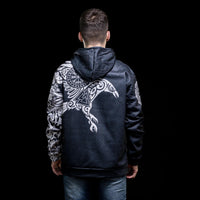 Wikinger-Hoodie \"Majestätischer Rabe - Heilige Symbole Odins\".