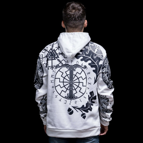 Vêtement Hoodie Viking "Hoodie Énigme Runique et Vegvisir" - Odins Hall