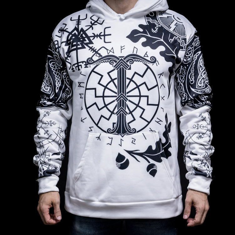 Wikinger Hoodie \"Runenrätsel und Vegvisir Hoodie\".