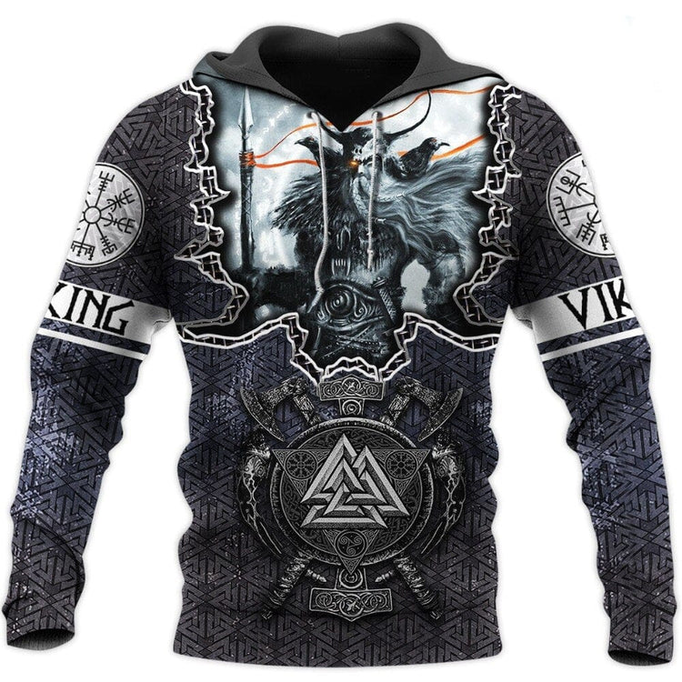 Wikinger Hoodie \"Hoodie Odin und Gungnir - Die Äxte des Valknut\"