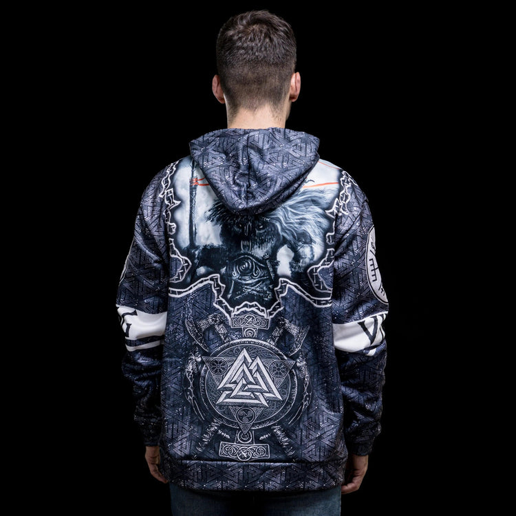 Wikinger Hoodie "Hoodie Odin und Gungnir - Die Äxte des Valknut"