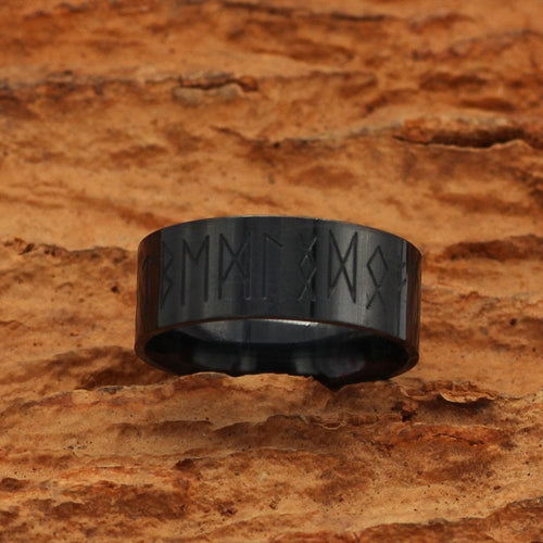 Bague Bague Viking ancestrale - runes sacrées 6 / Noir - Odins Hall