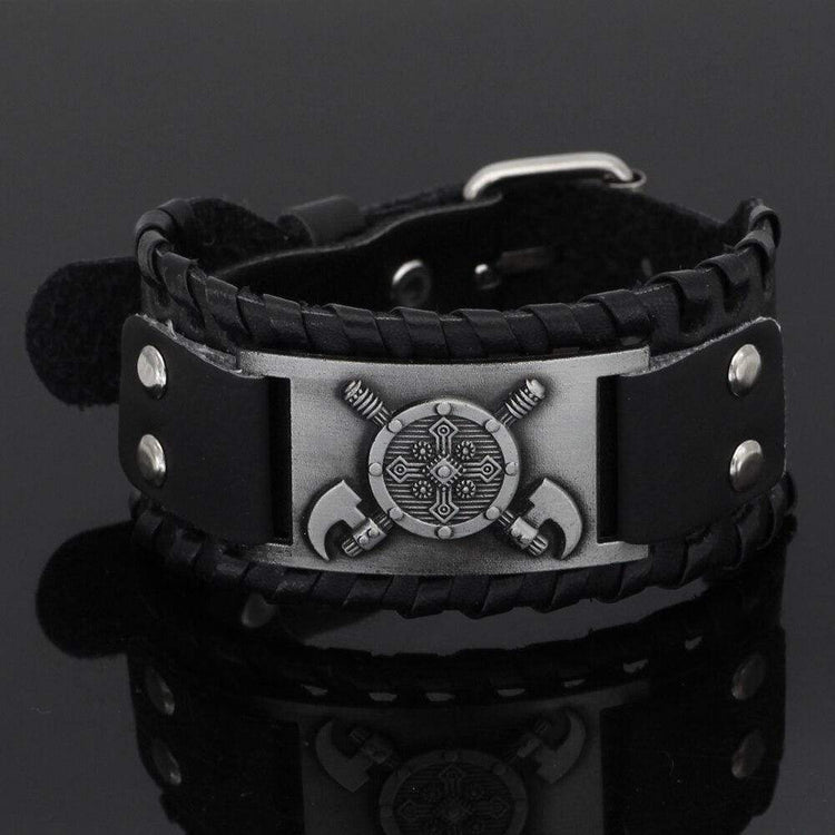 Wikinger-Schild-Armband aus Leder