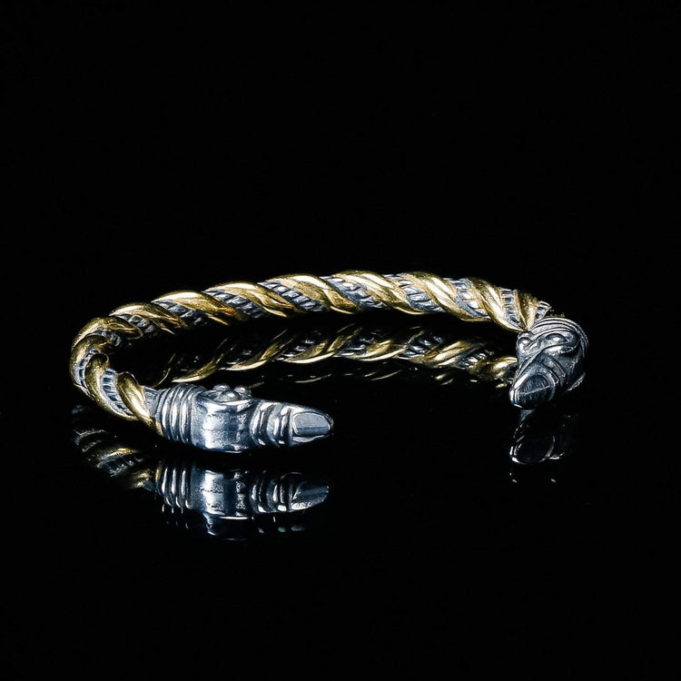 Wikinger-Treue-Armband - Odins Krähen Gold und Silber