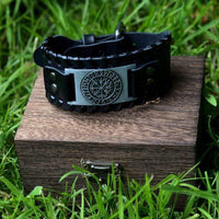 Lederarmband Schwarz - Rune Viking