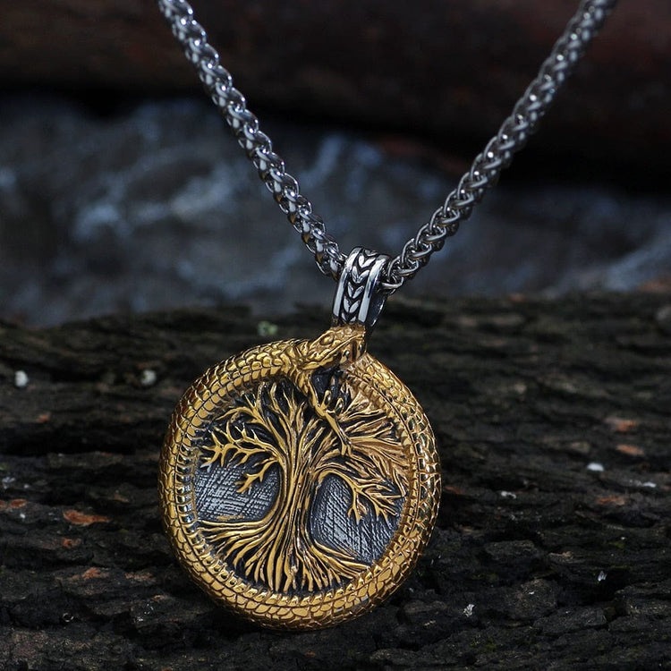 Halskette heiliger Baum von Yggdrasil mit Jörmungand