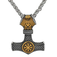 Thors Hammer Halskette mit Helm des Schreckens - Vegvisir